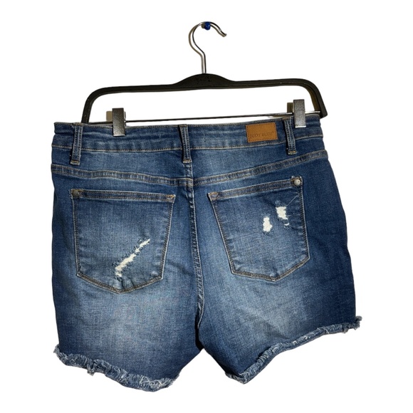 Judy Blue Distressed Jean Shorts with Leopard Accents - Picture 10 of 11